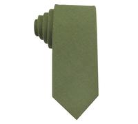 Mens Slim Width Color Linen Neckties - Standard and Extra Long Tie, Olive Green, Standard 58 "