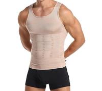 Mens Slimming Tank Top Body Shaper Compression Shirts for Men Slim Undershirts Abs Vest for Workout Abdomen (Skin Color, L)