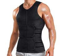 Mens Slimming Undershirt, Double Waist Belt Compression Body Shaping Vest, Slimming Body Shape Vest Workout Tank Tops Undershirts Sauna Waist Trainer Tummy Mens Sweat Vest Sauna Suit