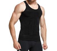 Mens Slimming Vest Body Shaper Compression Vest Men Tummy Control Shapewear Body Fit Underwear Skin-Friendly Tank Top Men (UK, Alpha, XL, Regular, Regular, Black)