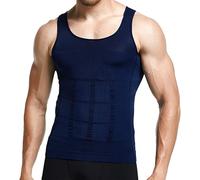 Mens Slimming Vest Body Shaper Compression Vest Men Tummy Control Shapewear Body Fit Underwear Skin-friendly Tank Top Men (UK, Alpha, L, Regular, Regular, Blue)