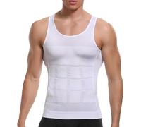 Mens Slimming Vest Mens Belly Compression Vest Top Belly Slimming Shaper Undershirt Instant Weight Loss Soft Small, Large, X-Large, XX-Large in White (Medium)