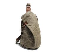 Men's Sling Backpack Waxed Canvas Crossbody Bag Casual Daypacks, Army Green2, OneSize, Sling Backpacks