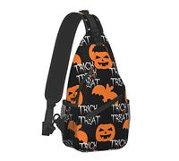 Mens Sling Bag Shoulder Backpacks Happy Halloween Decorations Costumes Pumpkin Skull Bat Trick Or Treat Chest Bags, Anti Theft Crossbody Bag Multi Purpose Daypacks for Hiking Sports, for Teens