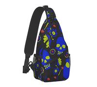 Mens Sling Bag Shoulder Backpacks Sugar Skulls Art Chest Bags, Anti Theft Crossbody Bag Multi Purpose Daypacks for Hiking Sports, for Teens
