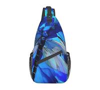 Mens Sling Shoulder Bags Art Blue Dragonfly Printed Crossbody Backpack Hiking Sports Chest Pack for Men and Women