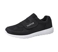 Mens Slip On Breathable Mesh Trainers Mens Easy Close Shoes for Diabetes Adjustable Strap Walking Shoes for Swollen Feet Arch Support Hiking Trainers Lightweight Running Sneakers for Gym Black