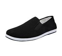 Mens Slip On Canvas Espadrilles Deck Plimsolls Trainers Breathable Lightweight Flat Pumps Casual Shoes Chinese Traditional Martial Arts Training Tai Chi Qi Gong Kung Fu and Wing Chun Unisex Black