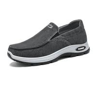 Men's Slip-On Canvas Sneaker Loafer Casual with Arch Support Breathable Stretch Comfort Relaxed Plus Size Walking Shoes Grey