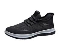 Men's Slip on Casual Shoes Trainers Running Walking Mesh Breathable Two Toned Lace up Sports Trainers Sneakers Badminton Gym Tennis Sneakers Athletic Shoe dad Gifts Footwear UK 6.5 Black
