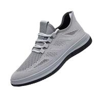 Men's Slip on Casual Shoes Trainers Running Walking Mesh Breathable Two Toned Lace up Sports Trainers Sneakers Badminton Gym Tennis Sneakers Athletic Shoe dad Gifts Footwear UK 8 Grey
