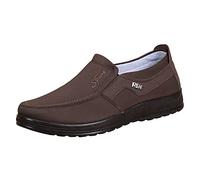 Men's Slip on Casual Walking Shoes with Embroidered Logo, Lightweight Loafers with Elastic Side Panels, Soft Cushioned Insole and Flexible Sole, Breathable Fabric Upper, Supportive and Durable