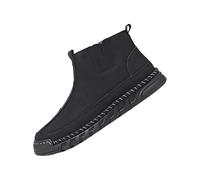 Men's Slip-On Chelsea Style Boots with Elastic Side Panels, Mid Top Casual Trainers with Chunky Anti-Slip Sole, Faux Leather Upper, Reinforced Stitching, Pull Tab Design, Textured Grip Outsole