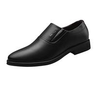 Mens Slip on Dress Shoes, Mens Black Formal Shoes Smart Work, Plain Leather Look Smooth Upper, Lightweight Sole Office Ready Footwear, Business Meeting