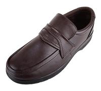 Mens Slip On Faux Leather Formal Suit School Work Comfort Shoes - Brown - UK 9 / EU 43