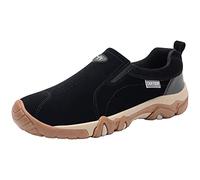 Mens Slip On Hiking Shoes Non Slip Work Trainers Mens Outdoor Trekking Shoes Lightweight Walking Trainers for Swollen Feet Autumn Camping Sneakers Leisure Fishing Sneakers for All Seasons Black