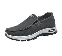 Mens Slip On Loafer Slip-On Casual Walking Sneakers Comfortable Breathable Lightweight Hiking Trekking Trainers Non-Slip Flat Wedge Shoes with Arch Support for Outdoor Trekking Camping Climbing Grey