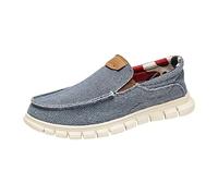 Mens Slip On Loafers Canvas Moccasin Shoes Lightweight Casual Driving Shoes Woven Upper Flexible Sole Comfortable Everyday Footwear for Travel Walking Jeans Summer Grey Blue Beige Style