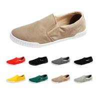 Men's Slip on Loafers Casual Walking Fitness Jogging Sneakers Casual Canvas Flat Boat Yachting Deck Pumps Trainers Shoes All-Day Lightweight Comfortable Walking Shoes Size 6.5 Khaki