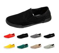 Men's Slip on Loafers Casual Walking Fitness Jogging Sneakers Casual Canvas Flat Boat Yachting Deck Pumps Trainers Shoes All-Day Lightweight Comfortable Walking Shoes Size 6 Black