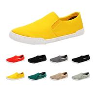 Men's Slip on Loafers Casual Walking Fitness Jogging Sneakers Casual Canvas Flat Boat Yachting Deck Pumps Trainers Shoes All-Day Lightweight Comfortable Walking Shoes Size 7.5 Yellow