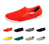 Men's Slip on Loafers Casual Walking Fitness Jogging Sneakers Casual Canvas Flat Boat Yachting Deck Pumps Trainers Shoes All-Day Lightweight Comfortable Walking Shoes Size 7.5 Orange