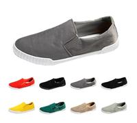 Men's Slip on Loafers Casual Walking Fitness Jogging Sneakers Casual Canvas Flat Boat Yachting Deck Pumps Trainers Shoes All-Day Lightweight Comfortable Walking Shoes Size 7.5 Grey