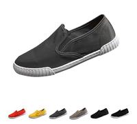Mens Slip On Loafers Classic Canvas Flat Shoes Boat Yachting Deck Casual Pumps Trainers Low Top Sport Sneakers All-Day Lightweight Comfortable Walking Shoes Size 7.5 Grey