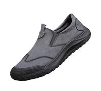 Mens Slip On Loafers Outdoor Hiking Trekking Shoes with Arch Support Non Slip Steel Toe Cap Trainers Breathable Lightweight Athletic Walking Running Trainers Sports Training Gym Sneakers Unisex Grey