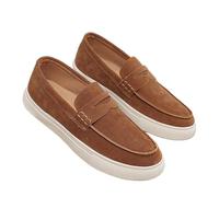 Mens Slip On Loafers Preppy College Style British Casual Driving Moccasin Shoes Fashion Lightweight Comfortable Easy Wear Leather Inspired Sneakers for Daily Work and Campus Use(Brown,8)