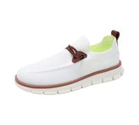 Men's Slip on Mesh Loafers Lightweight Walking Shoes for Men, Breathable Casual Trainers with Cushioned Sole, Wide Fit Comfort, Soft Knit Upper, Flexible Non Slip Outsole White