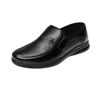 Men's Slip On Penny Loafers Comfortable Leather Walking Shoes Durable Anti-Slip Sole Shoes for All-Day Wear Daily Walking Driving Office Work Wedding Business Black