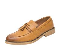 Men's Slip On Penny Loafers Comfortable Leather Walking Shoes Lightweight Durable Non-Slip Sole Shoes for Daily Walking Driving Office Work Wedding Business Yellow