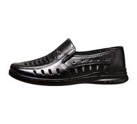 Men's Slip On Penny Loafers Lightweight Breathable Leather Walking Shoes Durable Anti-Slip Moccasin Shoes for Daily Walking Driving Office Work Wedding Business Black