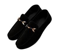 Men's Slip On Shoes Moccasin Loafers Solid Color Classic Outdoor Walking Low Top Flat Lightweight Breathable Slippers with Rubber Sole Black