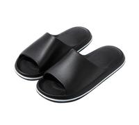 Men's Slip On Sliders | Wide Fit Open Toe Rubber Slides | Lightweight Comfy Summer Sandals | Waterproof for Beach Pool Holiday | Indoor Outdoor Home Bedroom Swimming Slippers Shoes Black
