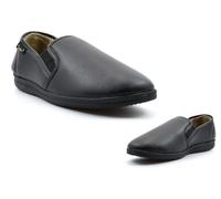 Mens Slip On Slippers Dr Christof Slipper Carpet Slippers Boys Slipper Warm Fleecy Lining Leather Effect Upper Size 7-12 Black 11 UK