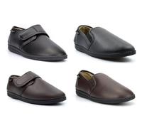Mens Slip On Slippers Mens Touch Fastening Slippers Size 12 Dr Chris Slipper Size 10 Dr Christof Slipper Faux Leather Upper Fleecy Warm Lining Carpet Slip Ons Sizes 7-12 Brown/Black 7 UK