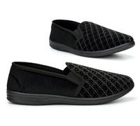Mens Slip On Slippers Size 13 Carpet Slippers Mens Slipper Size 14/15/16 Extra Large Slipper Sizes 6-16 Twin Gusset Slip in Black 8 UK
