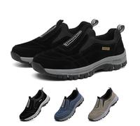 Mens Slip-on Sneakers,Lightweight Walking Shoes,Breathable Anti-Slip Trainers Casual Sports Shoes,Non Slip Comfortable Trainers for Men Outdoor Work Memory Foam(A7412) Black