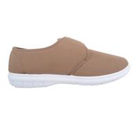 ABSOLUTE FOOTWEAR Mens Slip On Touch and Close Canvas Summer Holiday Pumps Shoes - Taupe - UK 9 / EU 43