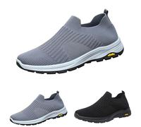 Mens Slip on Trainers Breathable Mesh Sneakers Lightweight Comfortable Walking Running Shoes Non-Slip Casual Soft Insole Sneakers Fitness Jogging Tennis Athletic Shoes Size 8 Grey