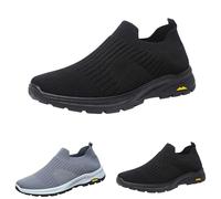 Mens Slip on Trainers Breathable Mesh Sneakers Lightweight Comfortable Walking Running Shoes Non-Slip Casual Soft Insole Sneakers Fitness Jogging Tennis Athletic Shoes Size 7 Black