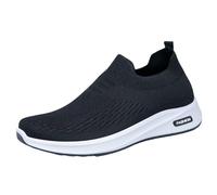 Mens Slip On Trainers Casual Trainer Shoes Breathable mesh Walking Sneakers Arch Support Orthopedic Shoe Anti Slip Running Shoes Lightweight Tennis Shoe Soft Comforble Workout Sneakers Black