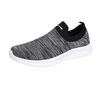 Mens Slip On Trainers Casual Trainers Shoes Breathable Running Walking Sneakers Lightweight Tennis Shoes Soft Comforble Mesh Gym Workout Sneakers Arch Support Memory Foam Orthopedic Shoes Grey