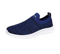 Mens Slip On Trainers Casual Trainers Shoes Breathable Running Walking Sneakers Lightweight Tennis Shoes Soft Comforble Mesh Gym Workout Sneakers Arch Support Memory Foam Orthopedic Shoes Blue