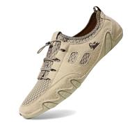 Mens Slip On Trainers Fashion Wide Fit Sneakers Durable Trainers Comfortable Sneakers Non Slip Breathable Shoes Cushioned Footbed Shoes for Walking Rock Climbing Trail Running Khaki