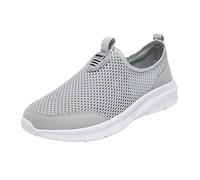 Mens Slip On Trainers Mesh Trainers Breathable Walking Sneakers Lightweight Running Shoes Tennis Shoes Soft Comfortable Gym Workout Orthopedic Sneakers Comfy Casual Hiking Trekking Trainers Beige