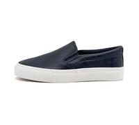 Men's Slip On Trainers PU Leather Loafers Casual Flat Breathable Sneakers Outdoor Walking Shoes Navy
