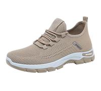 Mens Slip On Trainers Running Walking Mesh Slip On Shoes Lightweight Comfortable Orthopedic Arch Support Memory Foam Sneakers Breathable Gym Athletic Jogging Training Tennis Outdoor Footwear(Khaki)